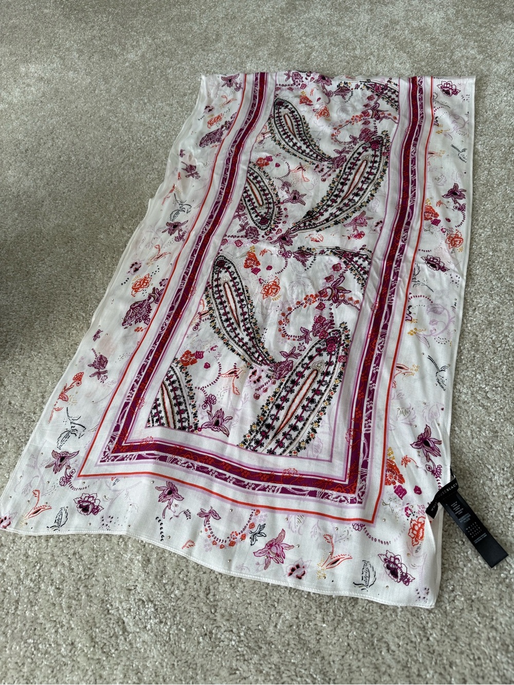 WHBM Women’s Paisley Scarf with Embellishments NWOT